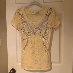 Miss Me yellow burnout top, size M